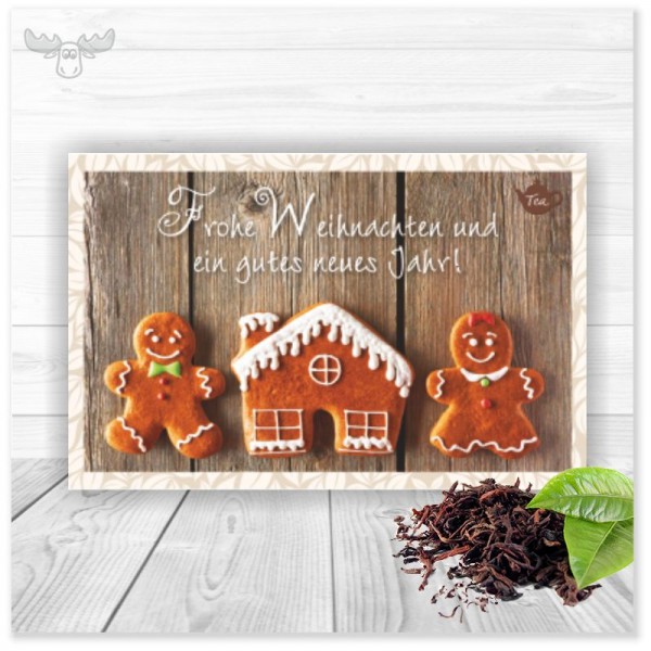 Teekarte zu Weihnachten mit Motiv Lebkuchen