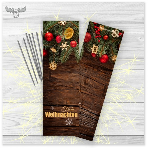 Wunderkerzen: Motiv Holzdekor "Frohe Weihnachten"