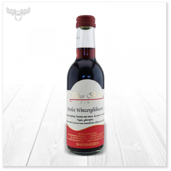 Leckerer Merlot Glühwein vom Winzer in 0,25 l Mini-Piccolo-Flaschen