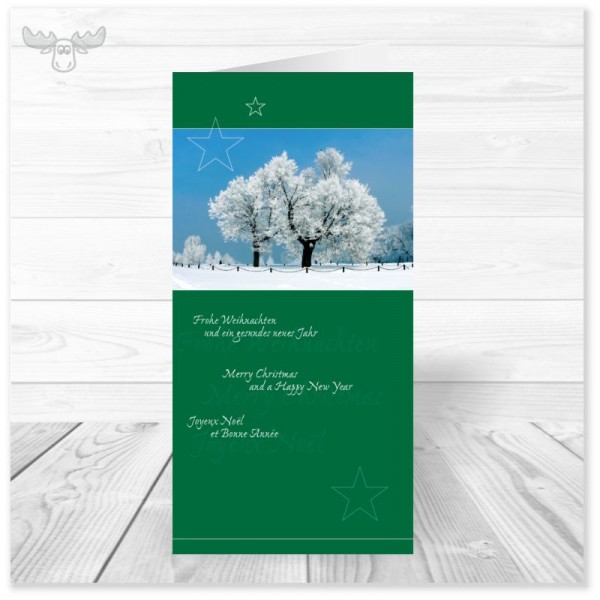 Weihnachtskarte für Firmen - Winterlandschaft (grün) kaufen