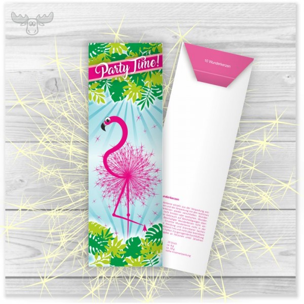 Wunderkerzen in Kartonstecktasche Flamingo-Party