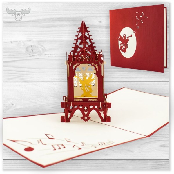 Dreidimensionale Weihnachtskarten | 3D-Engel in Kapelle