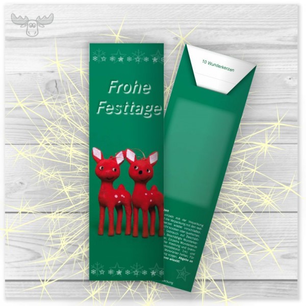 Wunderkerzen - Motiv: Lustige Rehleins "Frohe Festtage"