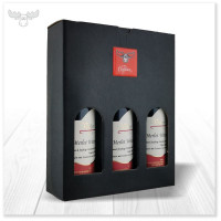 Das 3-Set Merlot Glühwein mit Ihrem unserem "Merry Christmas"-3D-Logo im schwarzen Karton
