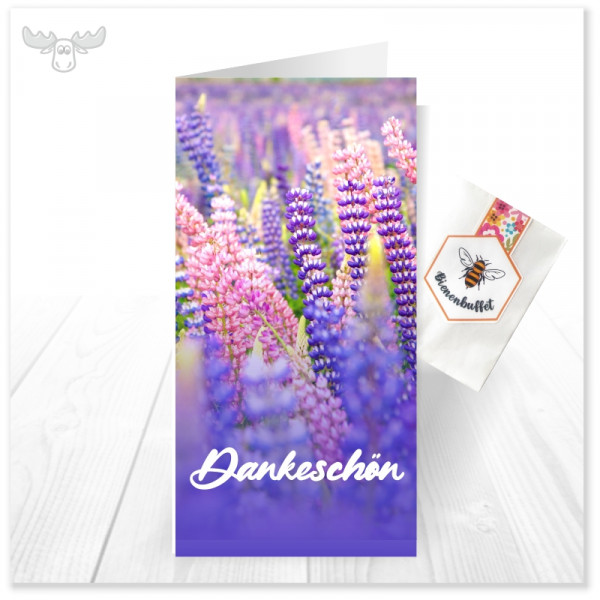 AddOn-Karte "Bienenbuffet" mit Samen Motiv: Lavendel