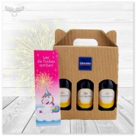 Mini Prosecco Flaschen Set | 3x 200ml Bottles + Wunderkerzen Einhorn