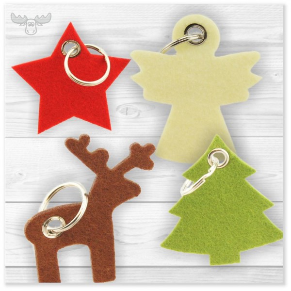 Weihnachtliche Schlüsselanhänger aus Filz | Give-Aways