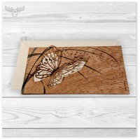 Holzgrußkarte mit Schmetterling