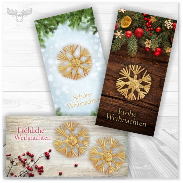 Weihnachtskarten mit Strohsternen | Kunden-Weihnachtspost