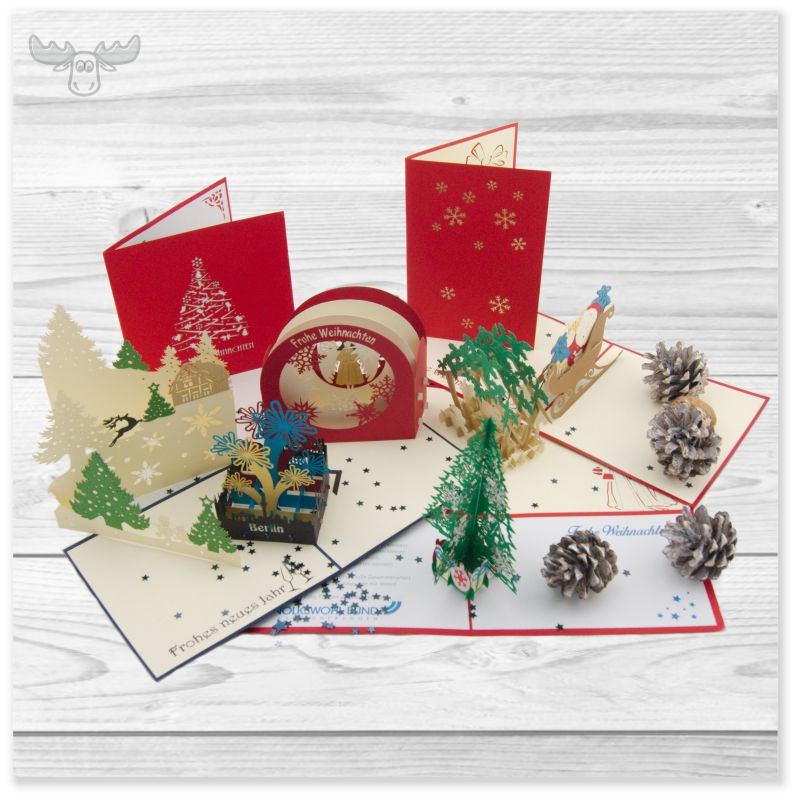 B Anyingkai 4 Stücke 3D Weihnachtskarte,3D Weihnachten Karte,Weihnachtskarten mit Umschlag 3D,Weihnachten Karten,3D pop Up Grußkarte,Weihnachtskarte Weihnachten