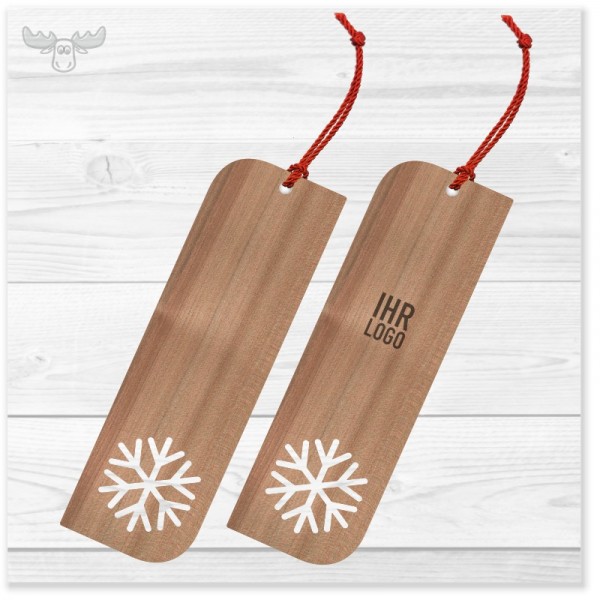 Lesezeichen mit Schneeflocke mit Band in Rot - Winter-GiveAway
