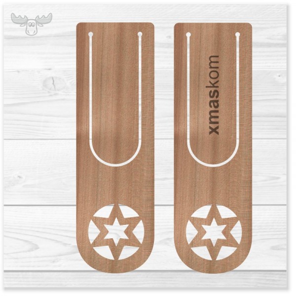Lesezeichen aus Holz: Stern in Stern | Werbegeschenke-Ideen