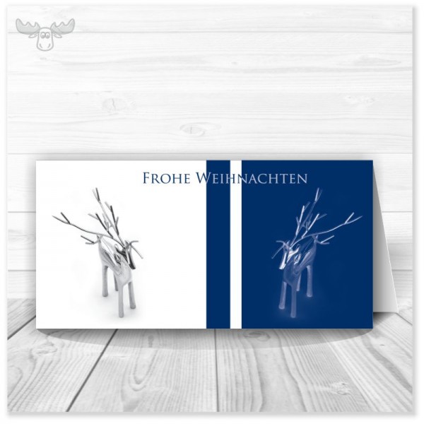 Kunden-Weihnachtskarte mit edlem Rentier: Frohe Weihnachten