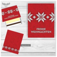 Weihnachts-Streichhölzer - Motiv: Norwegermuster in Rot