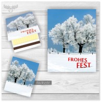 Streichholzbriefchen miit Winterlandschaft - Frohes Fest