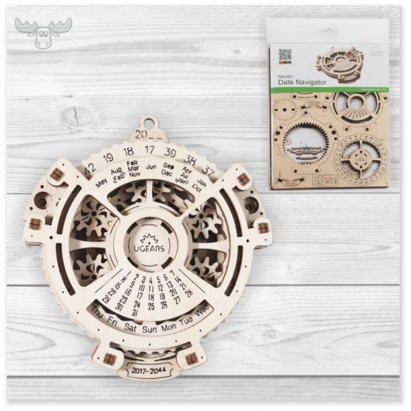 Mechanische 3D-Holzpuzzle: Datumsnavigator, auch andere Motive verfügbar!