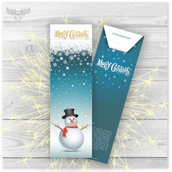 Wunderkerzen - Motiv: Lustiger Schneemann > Merry Christmas
