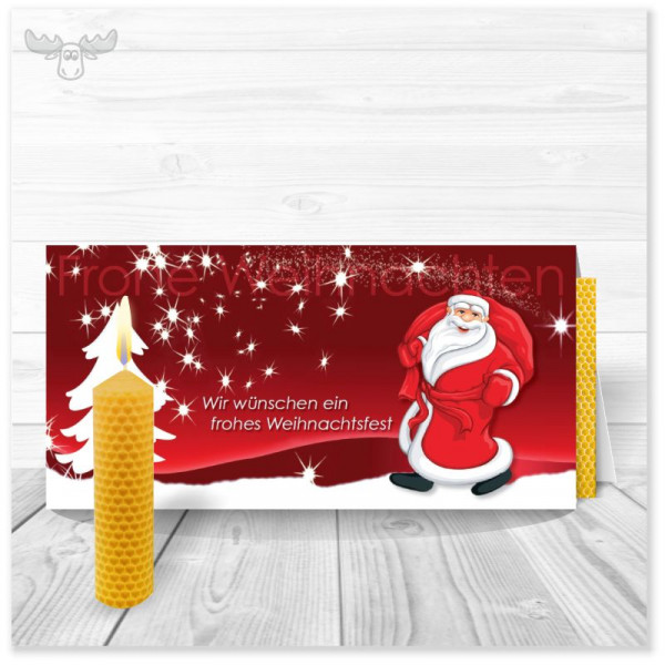 Weihnachtskarten mit Kerze - Motiv: Santa Claus