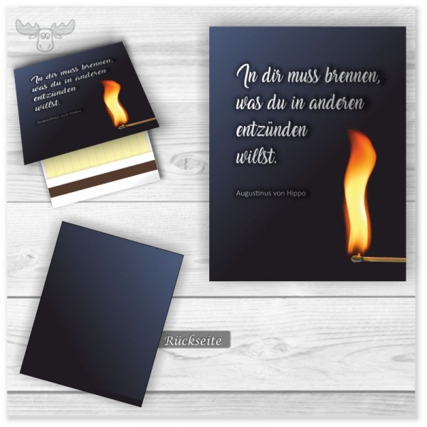 Streichholzbriefchen - Werbeartikel für Firmen. Motiv: Feuer und Flamme