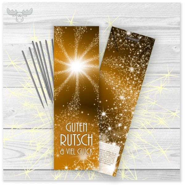 Wunderkerzen in Kartonstecktasche: Silvester in Gold