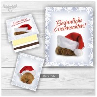 Zündholzbriefchen mit Weihnachtshund - Besinnliche Weihnachten