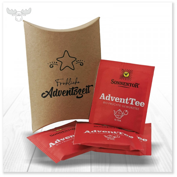 Adventstee-Geschenk in der Kissenverpackung mit schönem Motiv