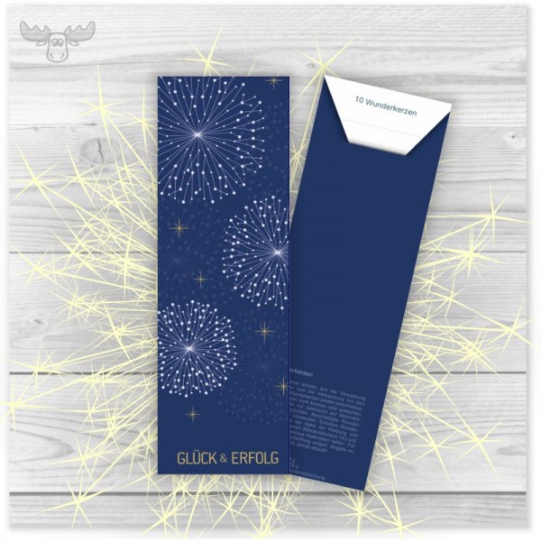 Wunderkerzen-Geschenk "Glück & Erfolg" mit Feuerwerk-Motiv