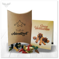 Adventsgeschenk mit 24 Räucherkerzen, Glimmschale und Zündholzbriefchen