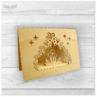 Weihnachtskarten DIN A7 aus Holz | Kunden-Weihnachtspost mit Kerzen