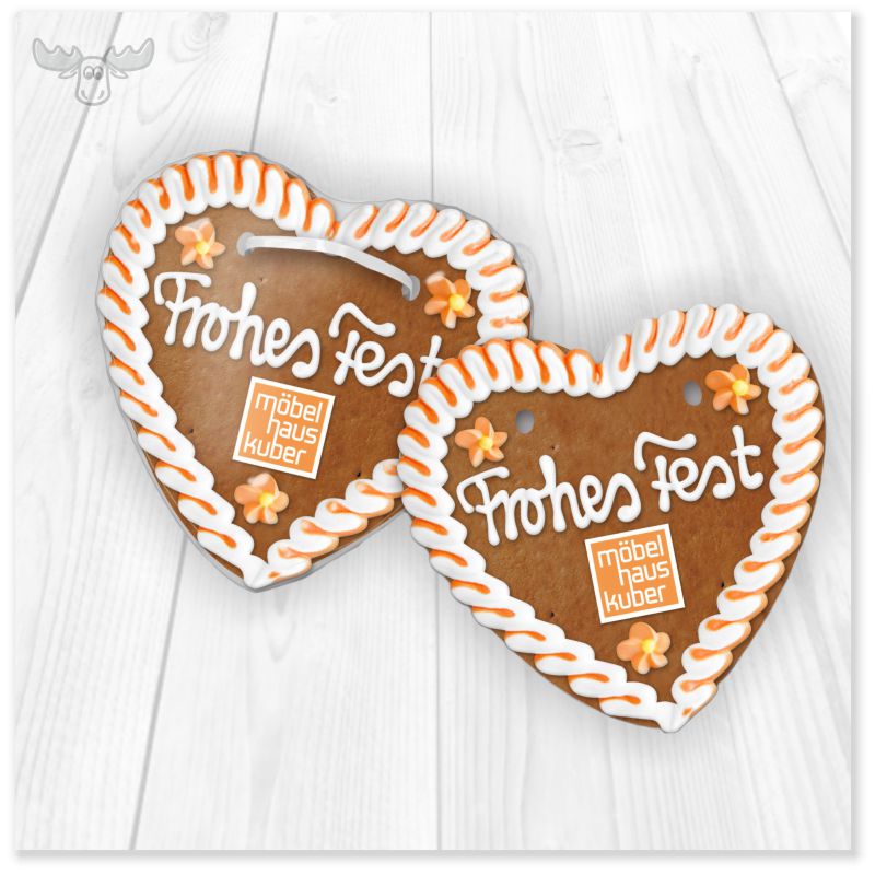 Lebkuchenherz Frohes Fest Zu Weihnachten Mit Logo Individuell Gestalten Lassen