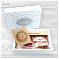 Geschenkset Tee | Hochwertiges Tee-Präsent-Set für Firmen mit Bio-Tee, Bio-Cookie (oder Lebkuchen) und Tee-Thermometer im schönen Geschenkeschuber in weiß