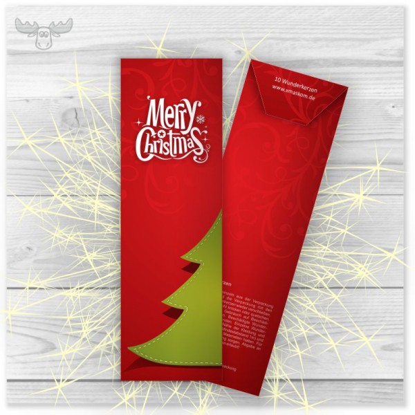 Wunderkerzen - Winter-Motiv: Tannenbaum "Merry Christmas"