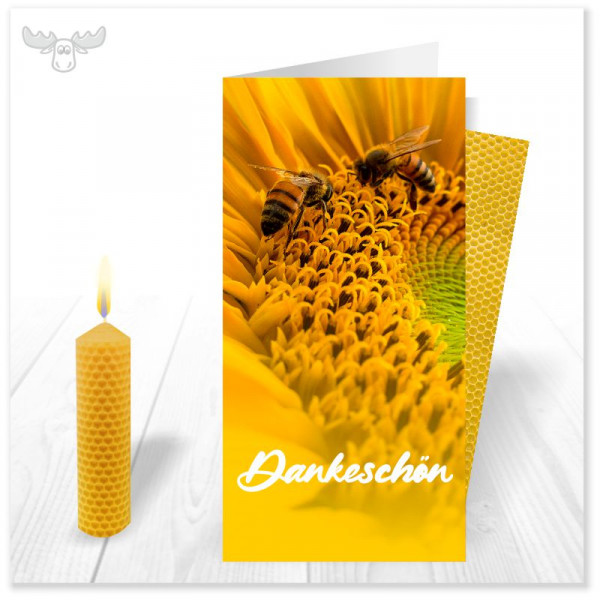 Bienenwachskerzen mit Osterkarte Sonnenblume