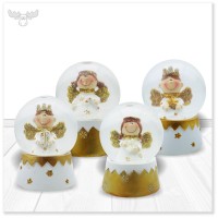 Engel-Schneekugel in Gold 4er-Set