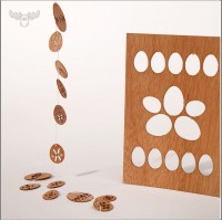 Holz-Postkarte Osterei-Girlande